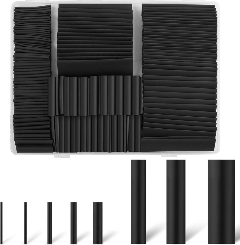 Rindion 270PCS Heat Shrink Tubing Kit, 2:1 Ratio Adhesive Lined, Marine Grade Industrial Heat Shrink Tubing, Long Lasting Insulation Wire Shrink Wrap Tubing- Black - Image 1